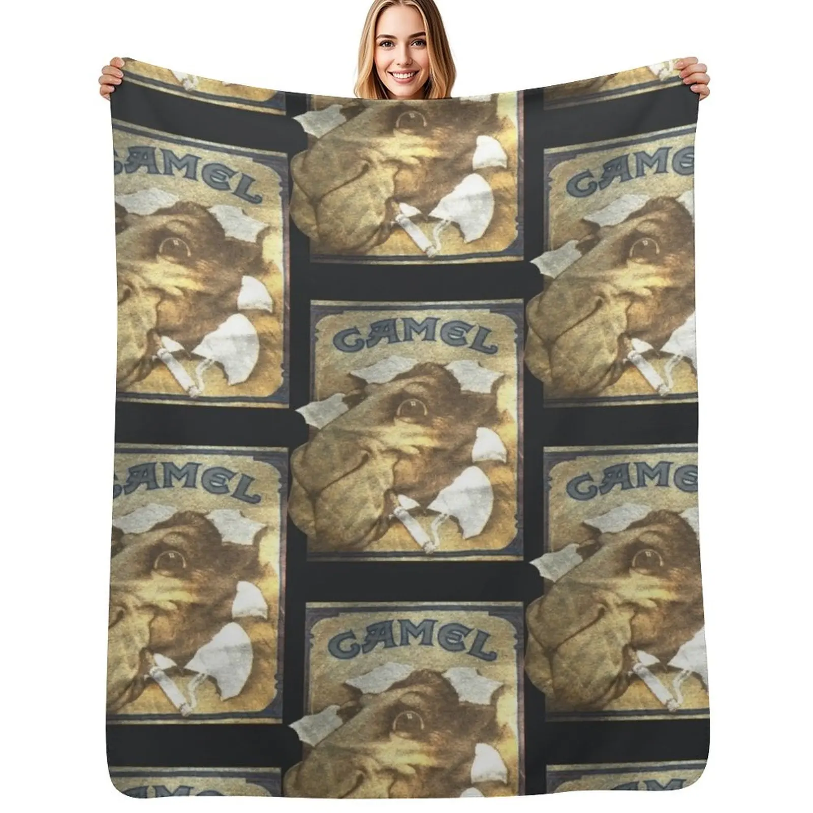 80s Camel Cigarettes Clasic Vintage Joe Camel Throw Blanket Luxurious Soft Fuzzy Blanket for Sofa Bed