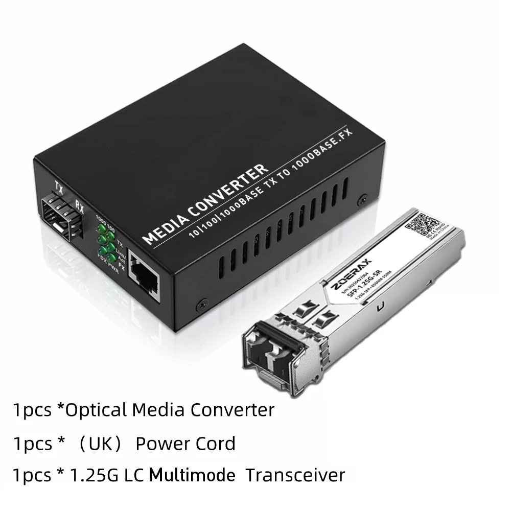 ZoeRax Convertisseur Média Gigabit SFP LC Multimode 3