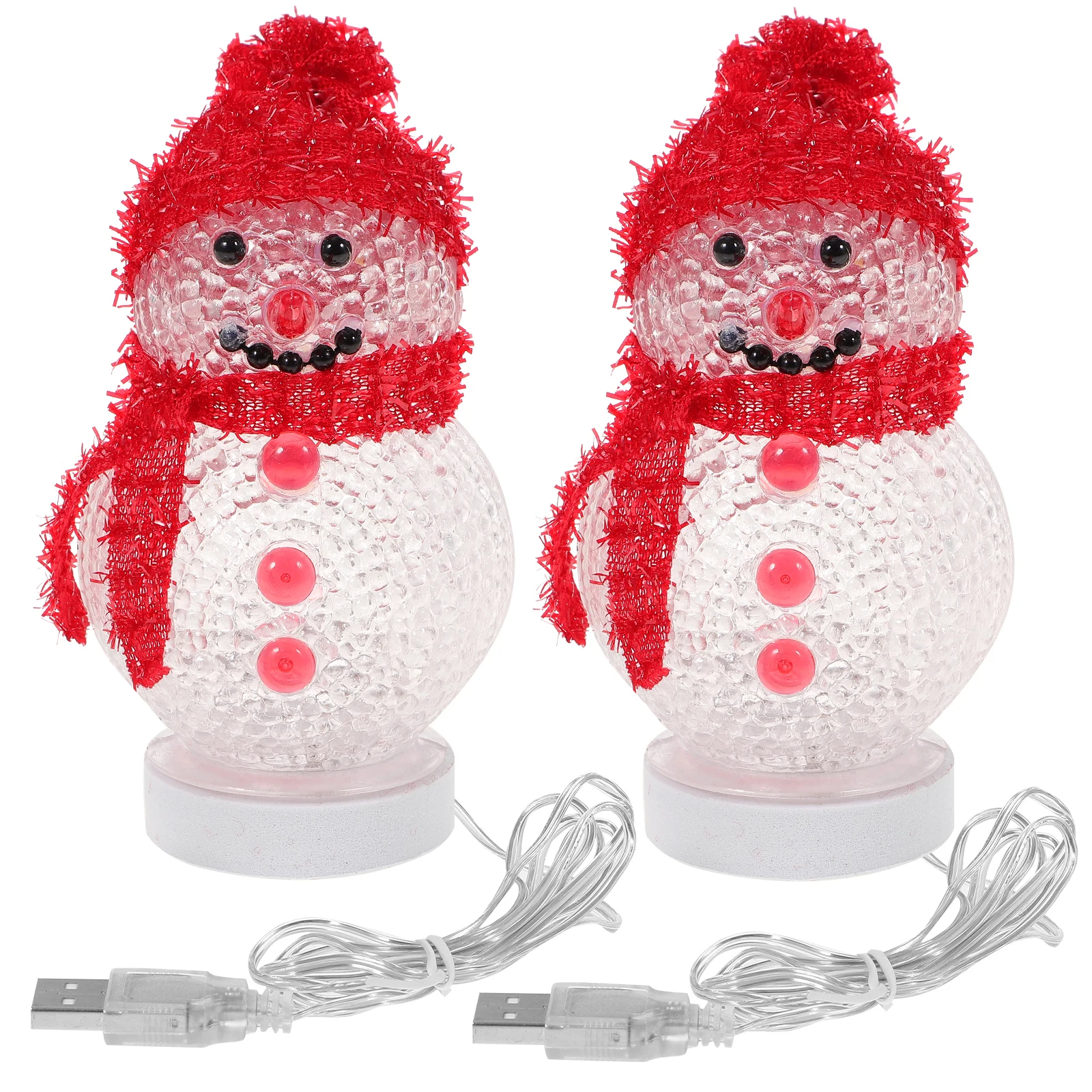 

2pcs Christmas Led Light Desktop Snowman Lamp Bedside Decorative Light Home Decor Lamp For Bedroom Office Baby Room Red Hat