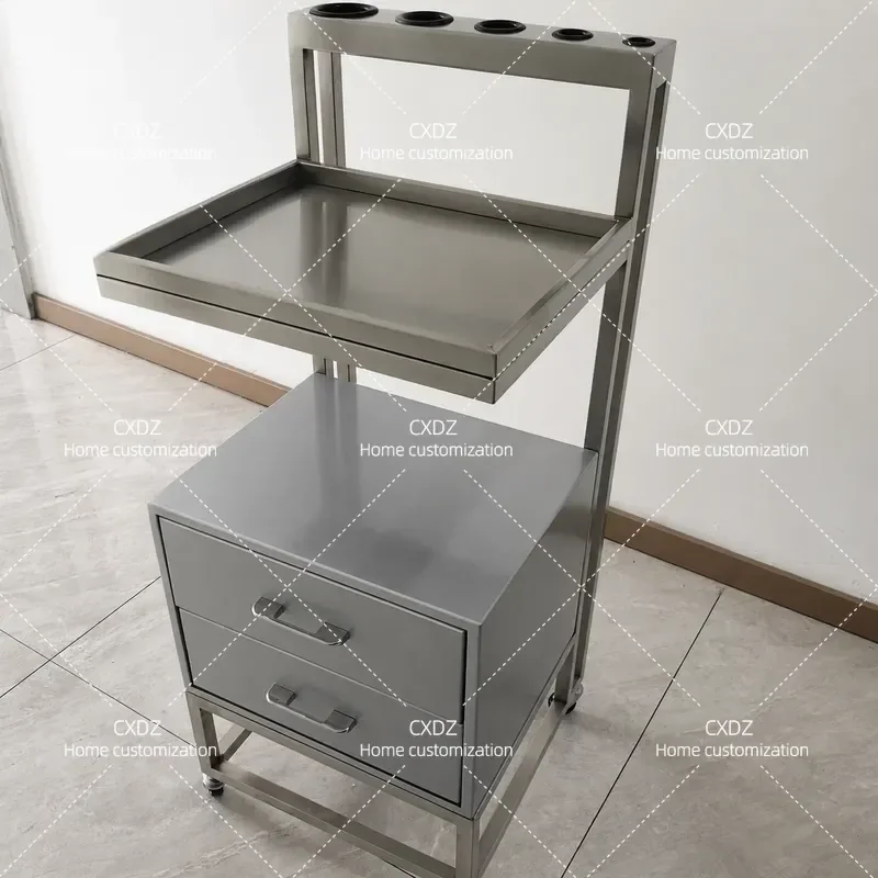 Hair Salon Tool Cart with Double Drawers Storage Trolley for Hairdresser Stylist Barber Shop Equipment Organizer