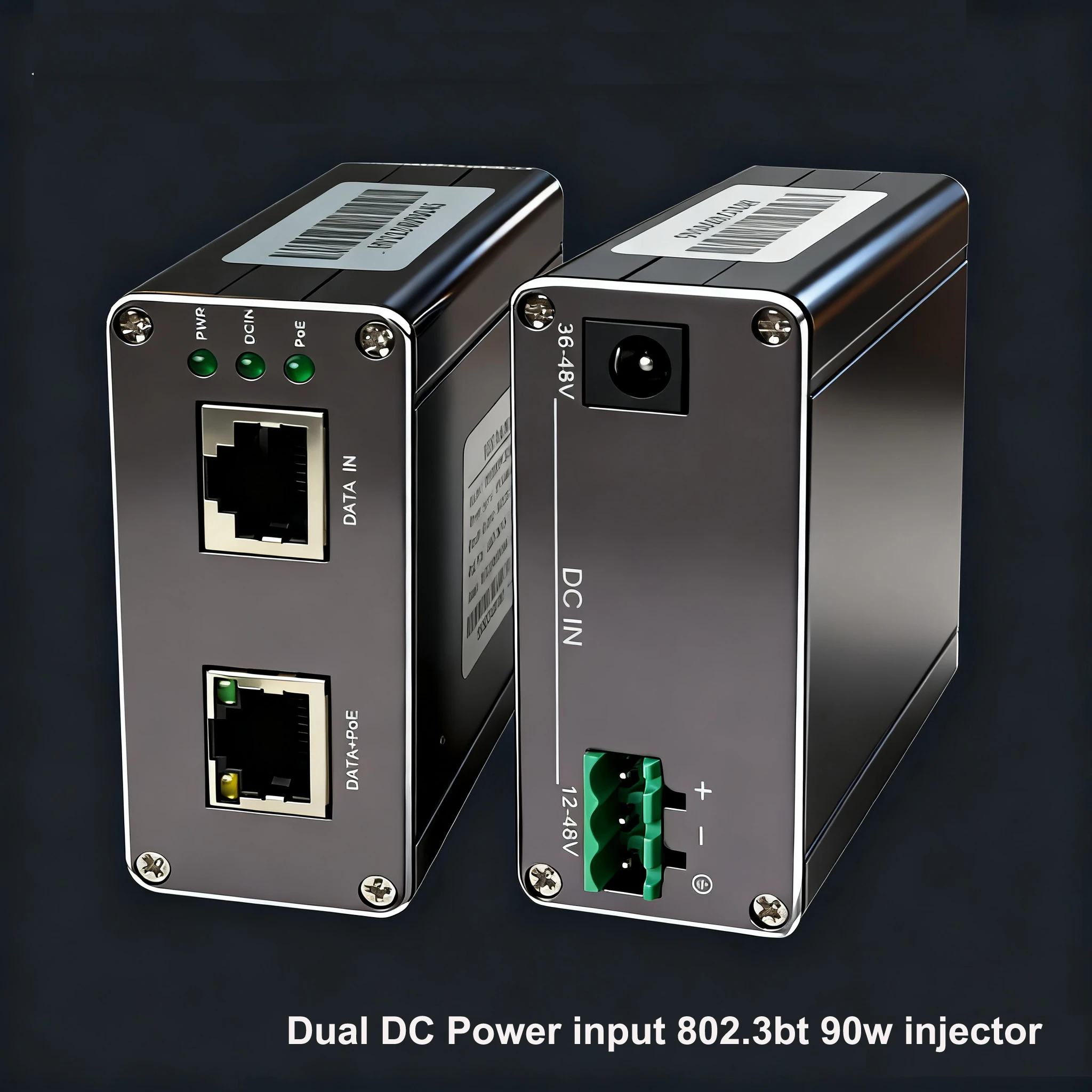 Dual DC Input 802.3at/bt Active POE Injector Network Equipment 12V-48V Input Range 90W Max Output 2.5Gbps for 802.3at/bt Devices