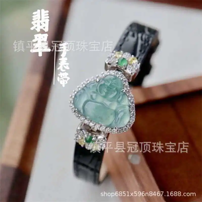 

Новые натуральные часы Buddha, синие, с кожаным ремешком из нефрита.