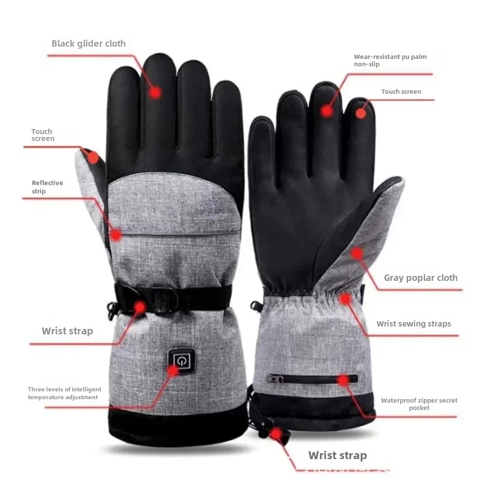 2PC Electric Heated Gloves Winter Warm Windproof Waterproof Thermal Skiing Gloves Outdoor Snowboard Cycling Motorcycle Ski Glove