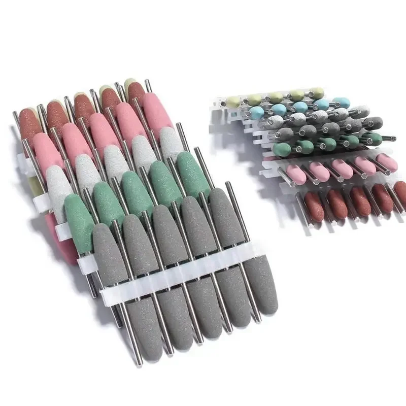 10pcs/set Silicone rubber Polisher Grinding Head 2.35mm Shank Nail bit Nail Electric Manicure Drill Machine Accessory