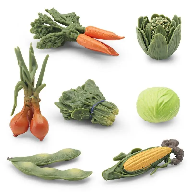 【M】Realistic Vegetables Model Figures Cabbage Carrot Onion Spinach Corn Butterbur Soybean Educational Cognitive Learning Toys