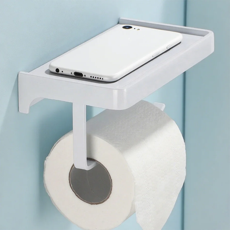 

Держатель для белой бумаги с полкой Черно-серый алюминиевый настенный стеллаж для хранения рулонов туалетной бумаги для кухни, ванной комнаты, туалета и полотенец