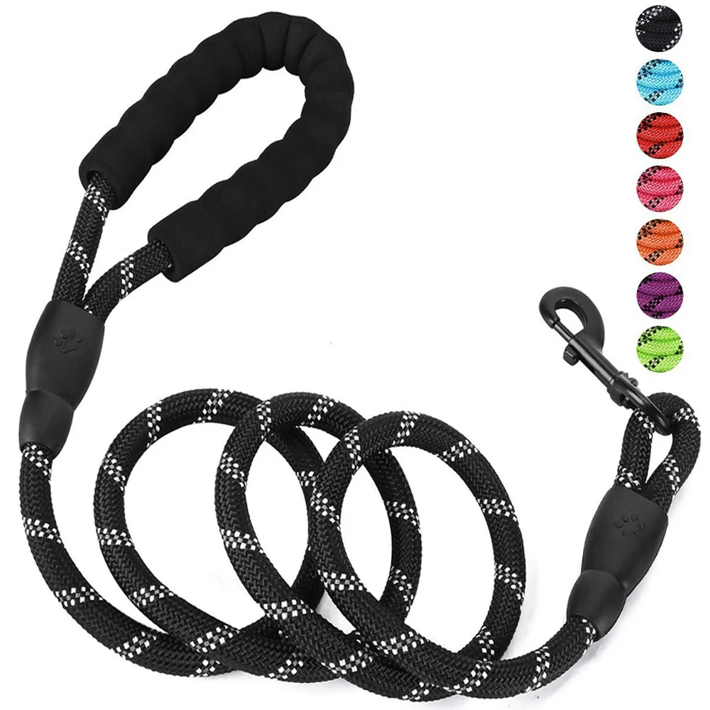 Pet Leash Reflective Strong Dog Leash With Comfortable Padded Handle Heavy Duty Training Durable Nylon Rope Leashes 1.5M x 0.8CM