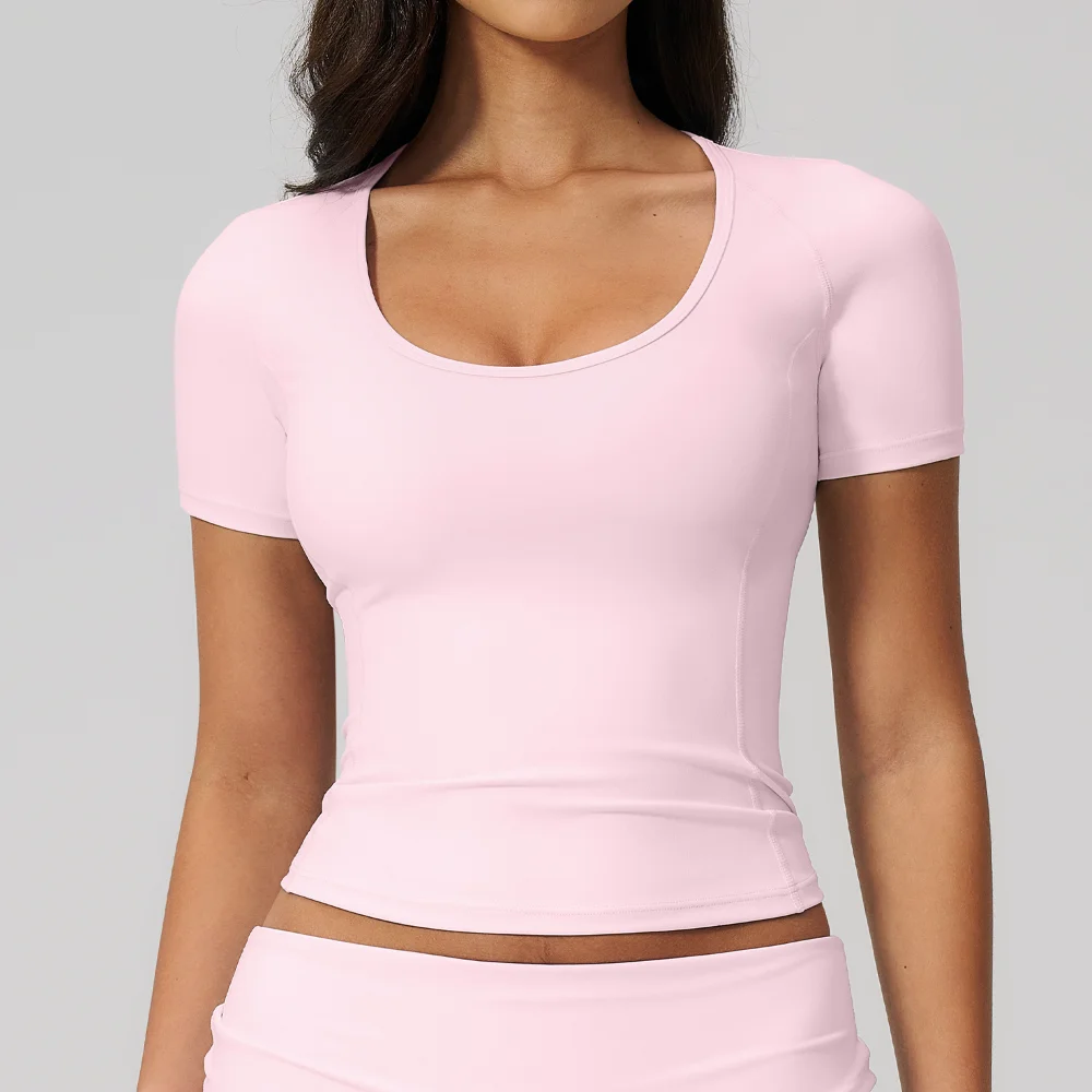 Sport Shirt Women's Fitness Short Sleeve Top Versatile Yoga Top Quick Dry Breathable Cycling Running Tee Gym Workout Yoga Blouse