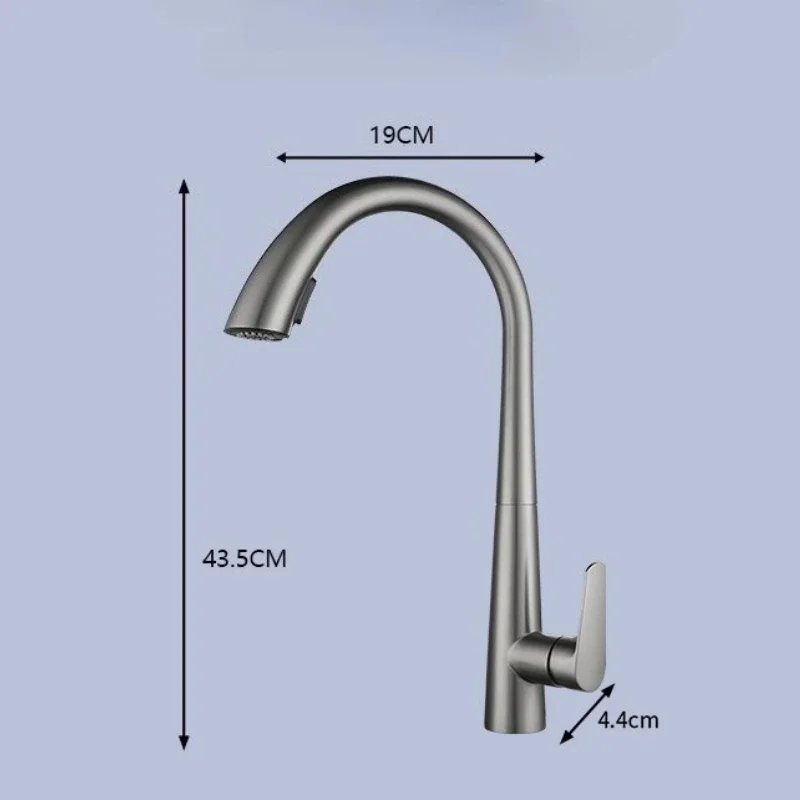 Kitchen Hot and Cold Faucet Pull-Out Stainless Steel Dual Outlet Sink Faucet Mixer Tap 360-Degree Rotatable Kitchen Faucet