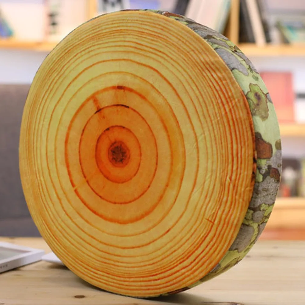 

Cute 3D Tree Trunk Cushion Soft Decorative Round Log Cushion Natural Wood Design Comfortable Sofa Cushion Bedroom Living Room