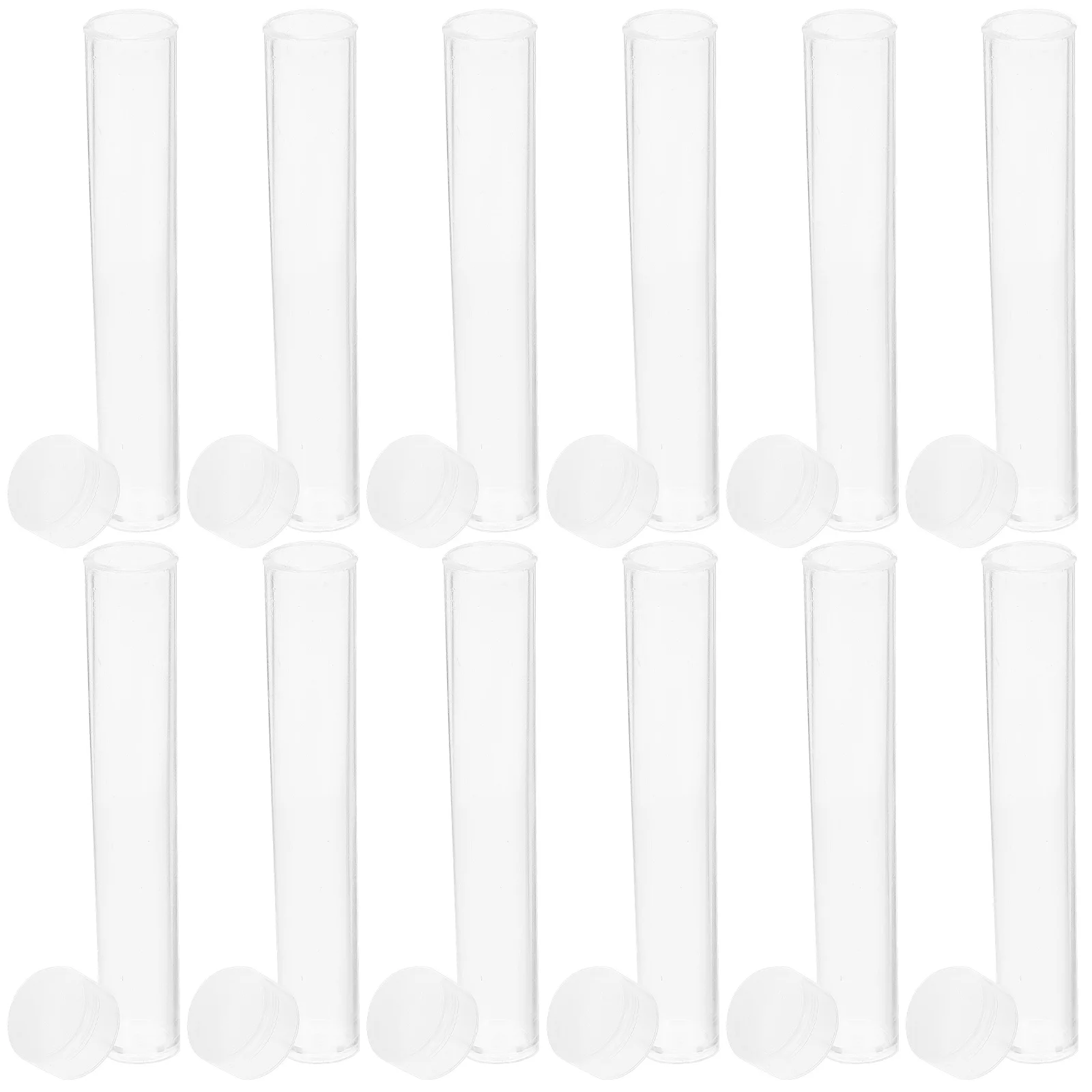 

25 Pcs Plastic Test Tube Storage Tubes Transparent Clear with Caps Syringe Lid Lids