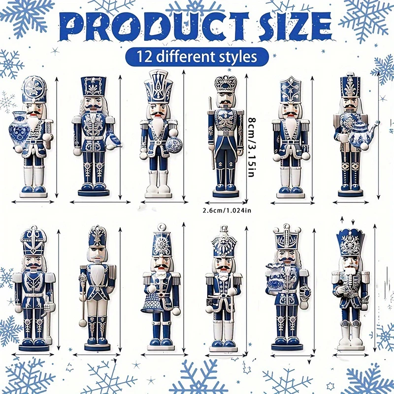 12/24/36Pcs Christmas Wooden Nutcracker Puppet Soldier Pendant Christmas Tree Pendant Decoration Set Holiday Gift