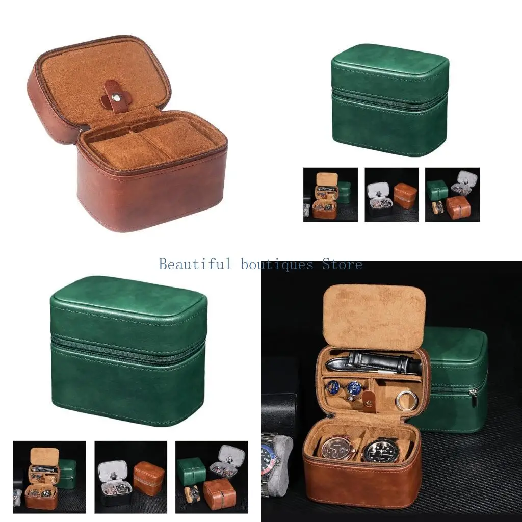 

U4LF Watch Jewelry Organizer 2 Watch Travel Case Storage Organiser Portable Watch Box Organizer Display Case for Women Men