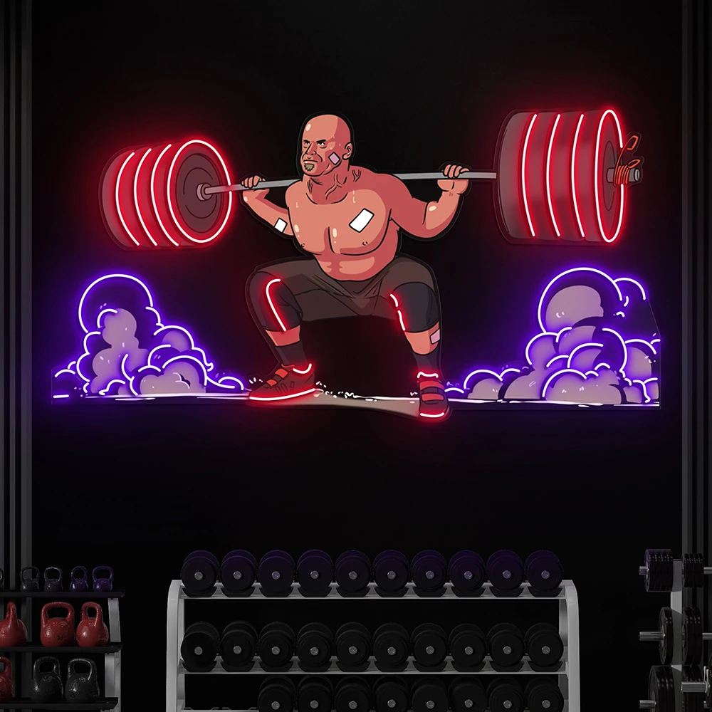 Man Lifting Barbell Neon Bord Gymzaal Muur Decor Led Licht Man Cave Led Custom Neon Bord Voor Fitnessruimte Receptie Ruimtes Decor