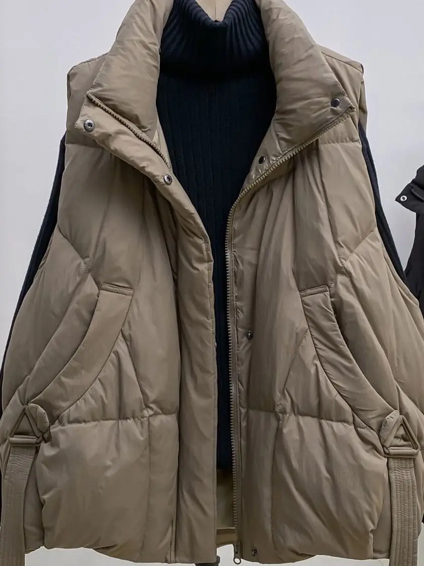 Women's Short Cotton Jacket Vest Winter New Style Loose Fit White down Cotton Vest Small Size Friendly Fashion Commute Style