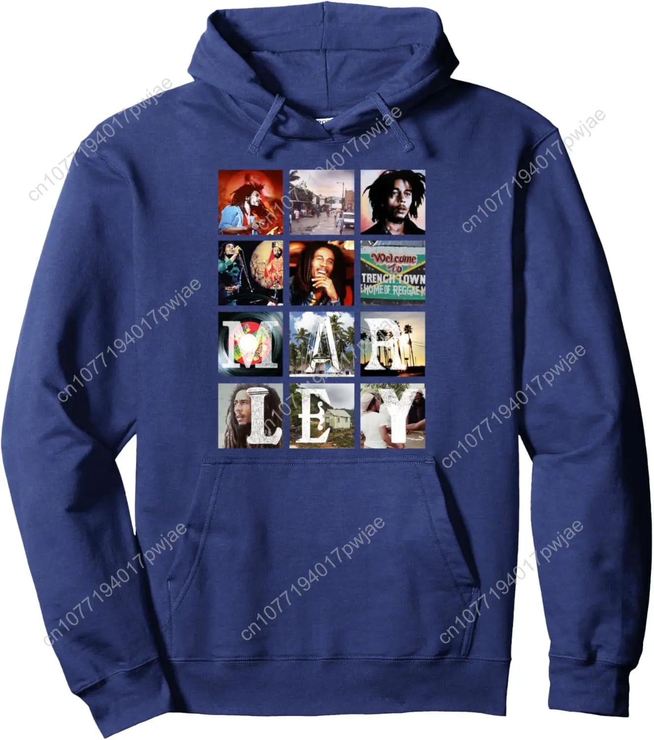 Bob Marley Block Images Pullover Hoodie