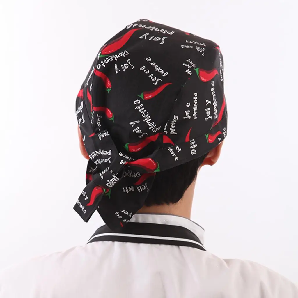Adjustable Chef Tie Back Cap Unisex Catering Headwear Cotton Cook Hat for Kitchen Restaurant Use