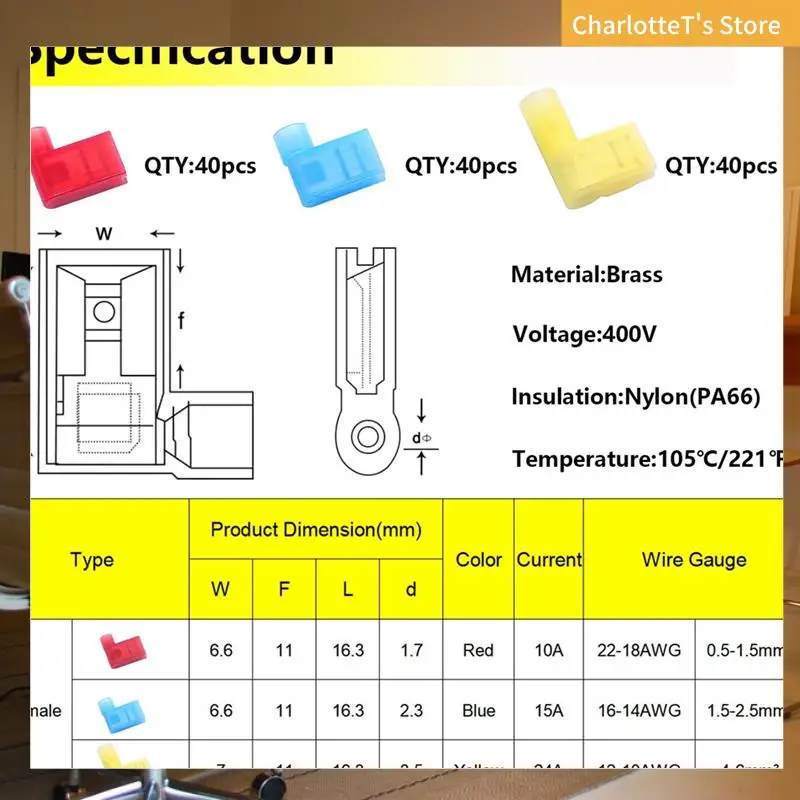

120Pcs Right Angle Spade Connectors Nylon Right Angle Spade Connectors For 22-18/16-14/12-10AWG Gauge Wiring-ABLI