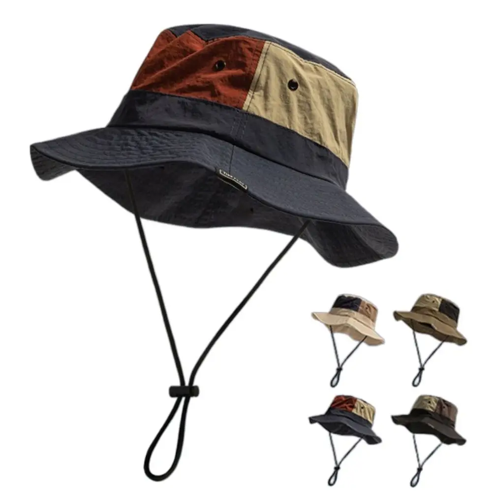 Wide Brim Bucket Hat Large Sun Protection Quick-dry Mountaineering Caps Anti-UV Breathable Panama Hat Hiking