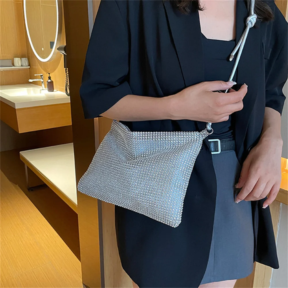 Fashion Rhinestones Evening Clutch Bag Shiny Crystal Female Dinner Party Wedding Handbag Purses Designer Shoulder Underarm Bags