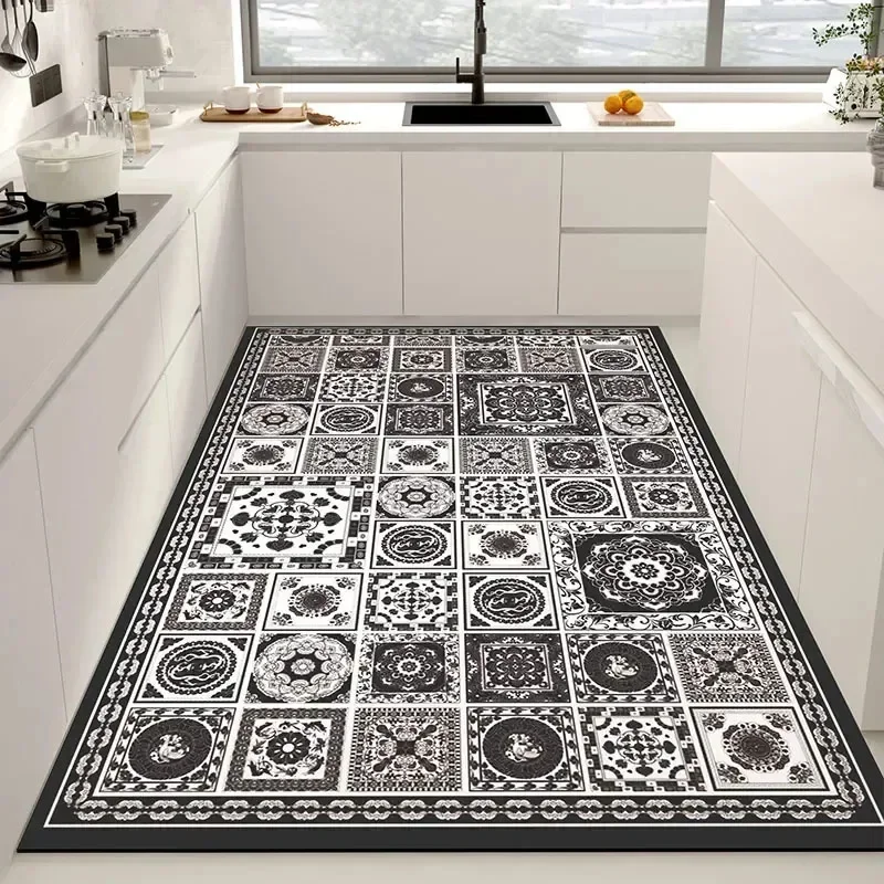 

Carpet for Kitchen Waterproof Large Rug Pvc Floor Mat Leather Oil-proof Anti-slip Area Rugs Home Decoration Alfombra De Cocina