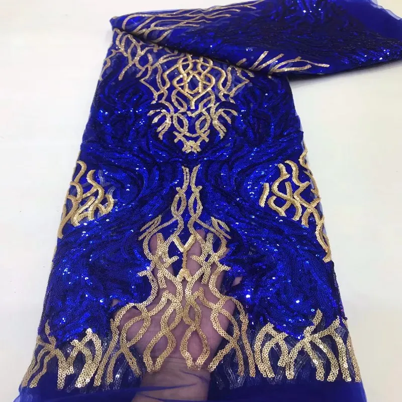 

Unique 5 Yards Guipure Mesh Lace with Sequins African Inspired Garment French Fabric For Ceremony ML8636