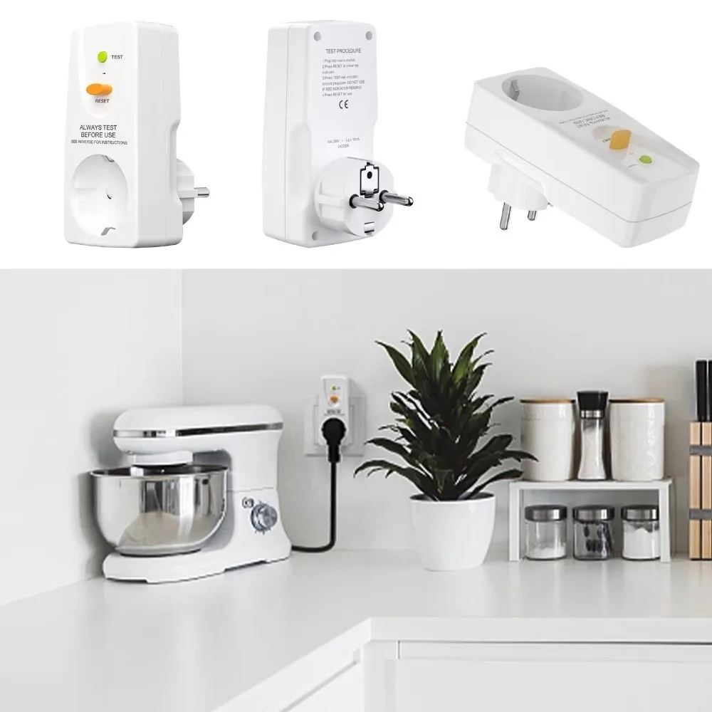 16A Rating GFCI Plug FI Safety Switch EU Plug Leakage Protection Plug Leakproof Design RCD Cut-Off Switch Home Circuit