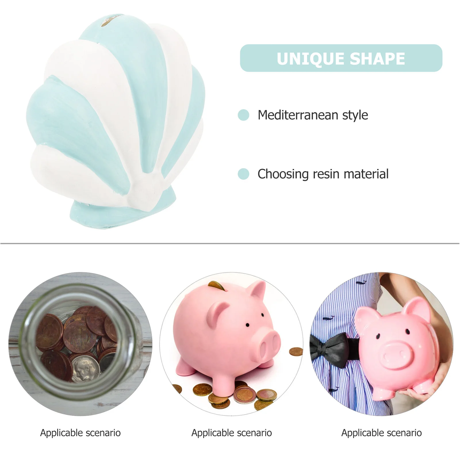 

Shell Piggy Resin Coin Banks for Kids Boys Adults Artistic Coin Banks For Adults Lightweight Storage Home Box
