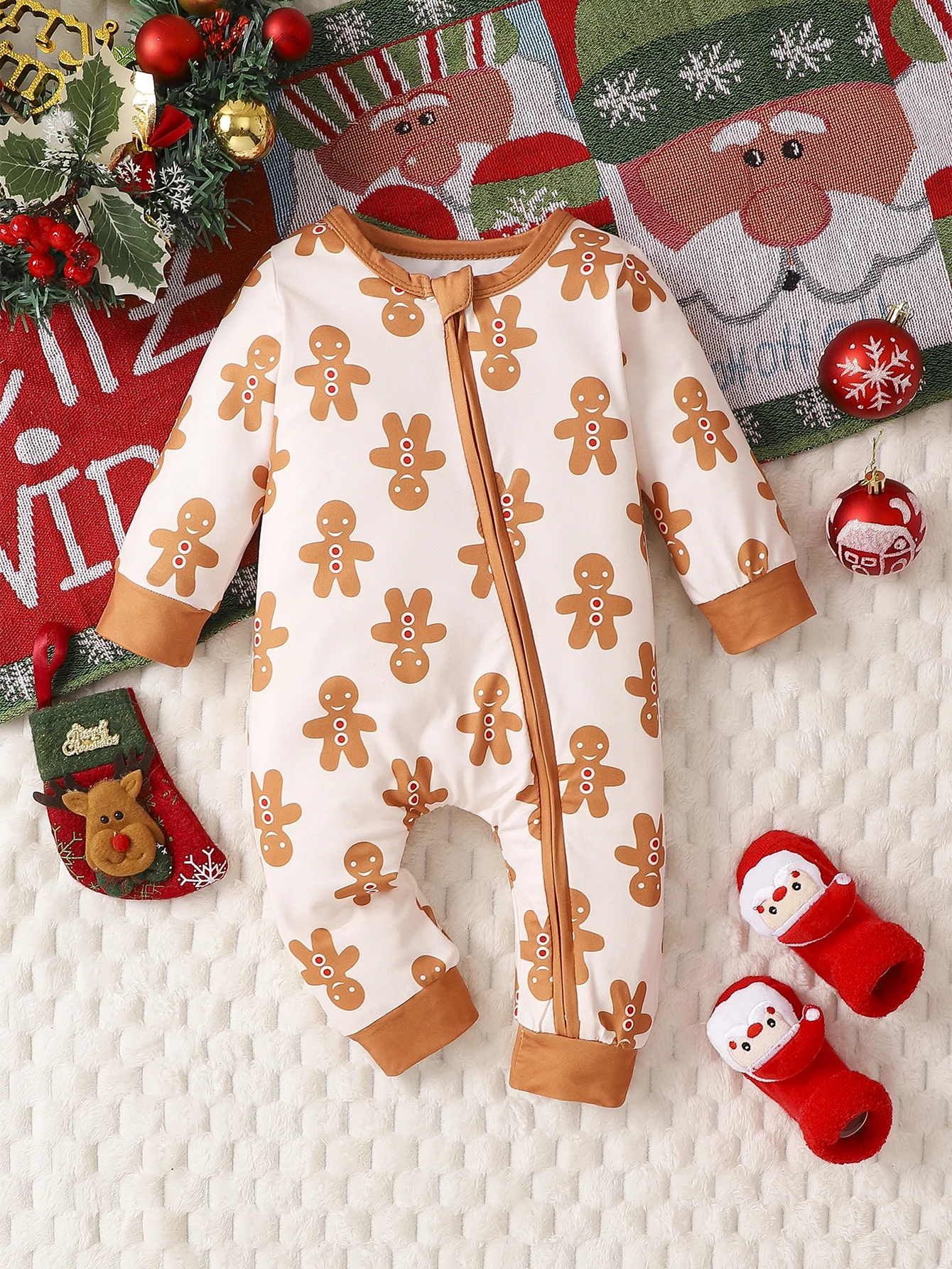 

Autumn & Winter Infant/Toddler 0-18m 1 Year Old Baby Long Sleeved Cartoon Christmas Pants Crawling Suit Newborn Romper