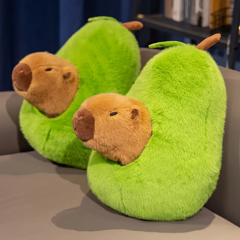 Avocado Capybara Doll Stuffed Plush Toys Plush Filled Animal Fruit Capybara Throw Pillow Home Sofa Bedroom Cushion Gifts