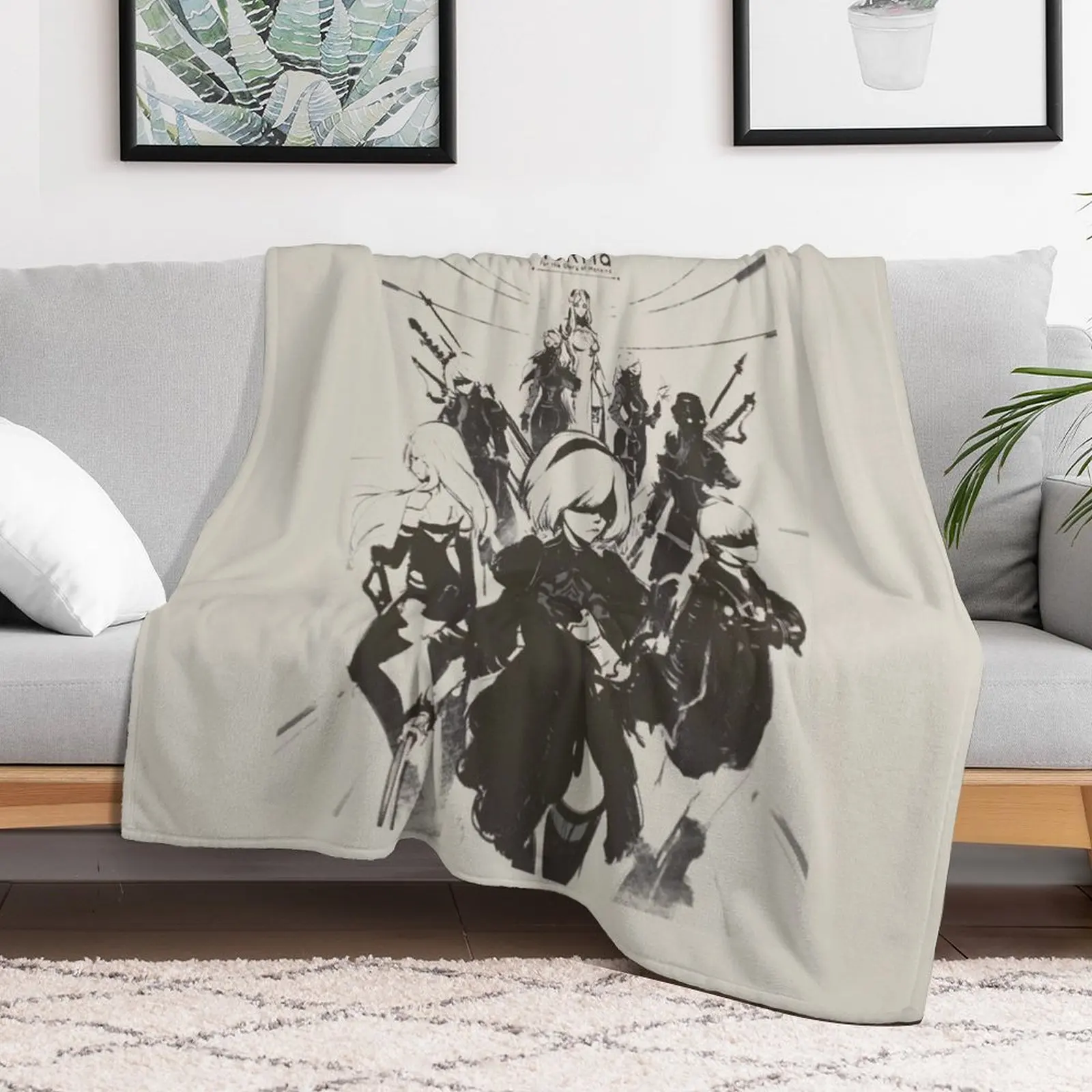 Nier Automata Collage Yorha Throw Blanket Heavy Vintage Decorative Sofa Personalized Gift Blankets