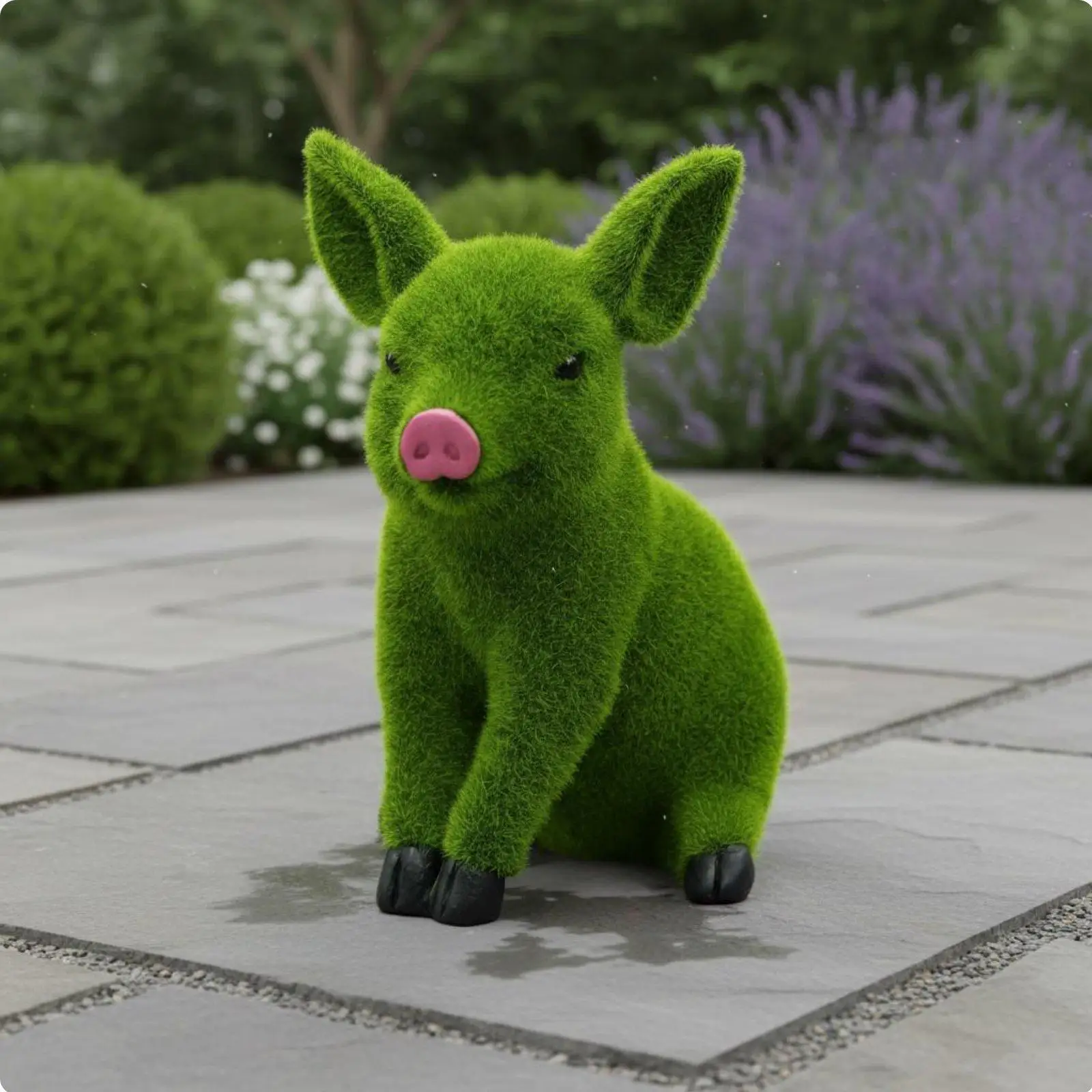 Lifelike Pig Figurine Flocked Decorative Animal Sculpture Outdoor Garden Statue Weather Resistant for Porch Lawn