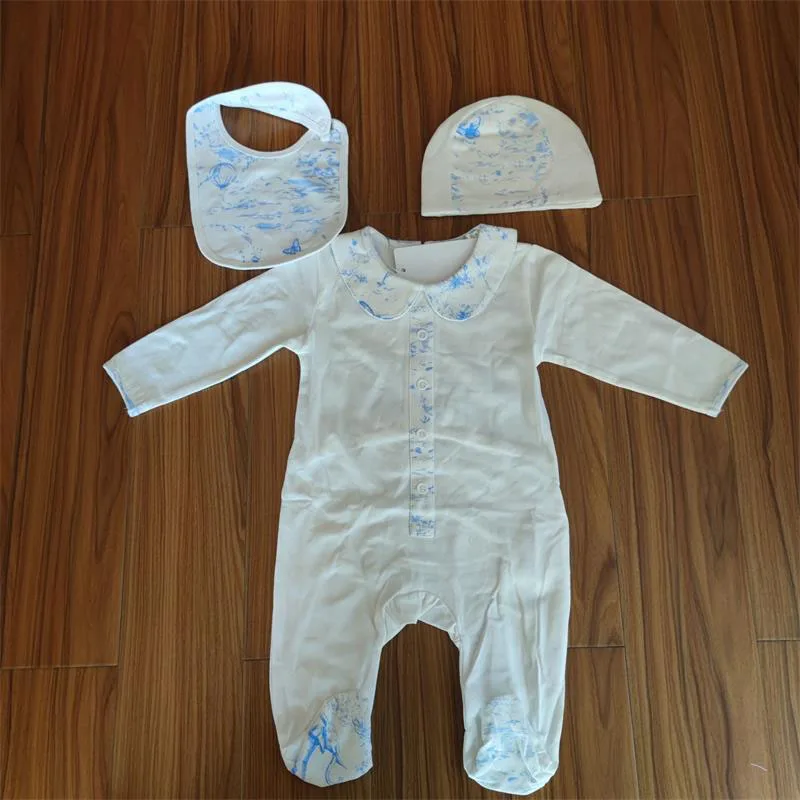 

2024 new style high end children clothes new born baby jumpsuit pure cotton playsuit footed girl overall wear 0-18M