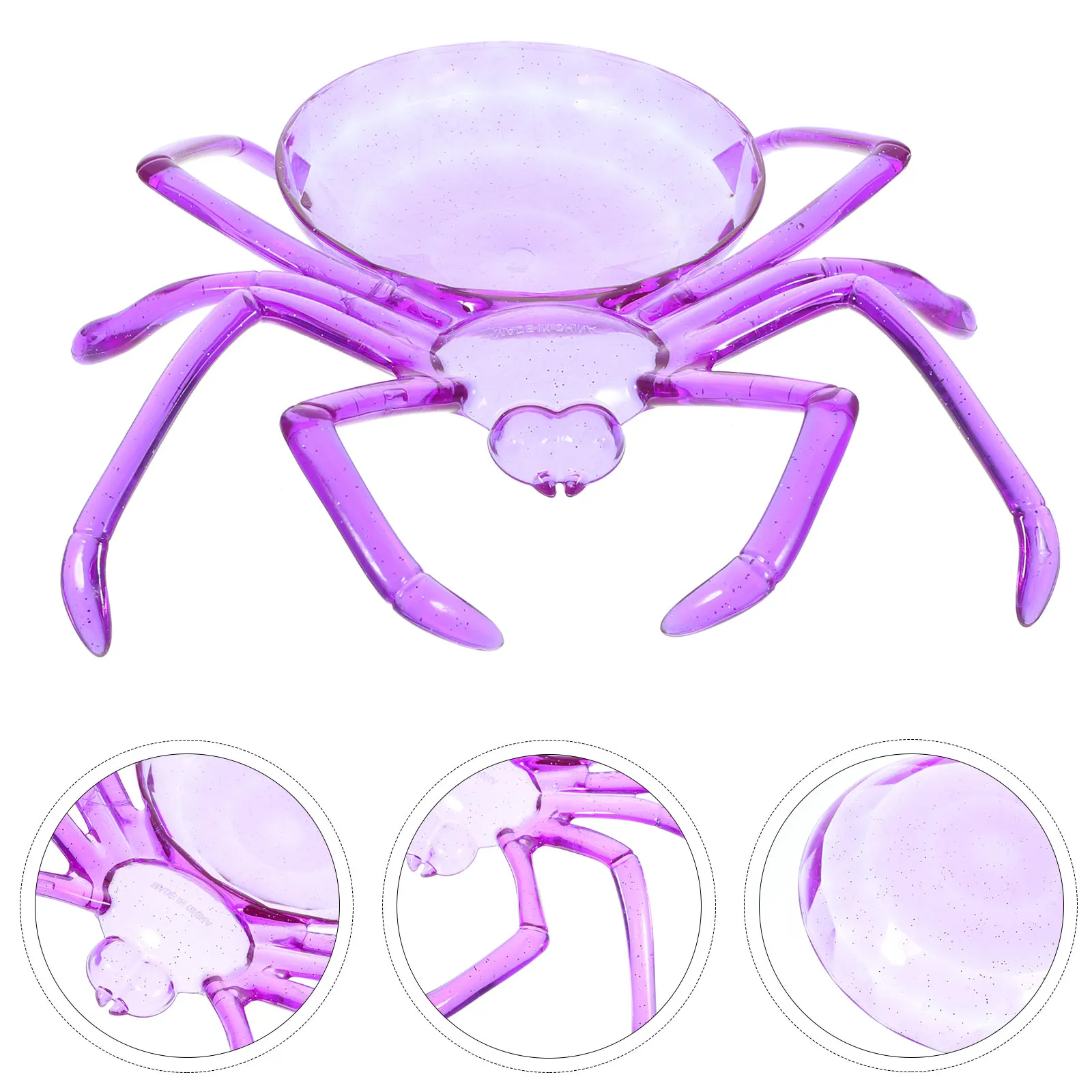 

Halloween Tray Spider Shaped Plastic Dessert Plate Reusable Multi Function Fruit Tray Decorative Bowl Daily Use Purple R om
