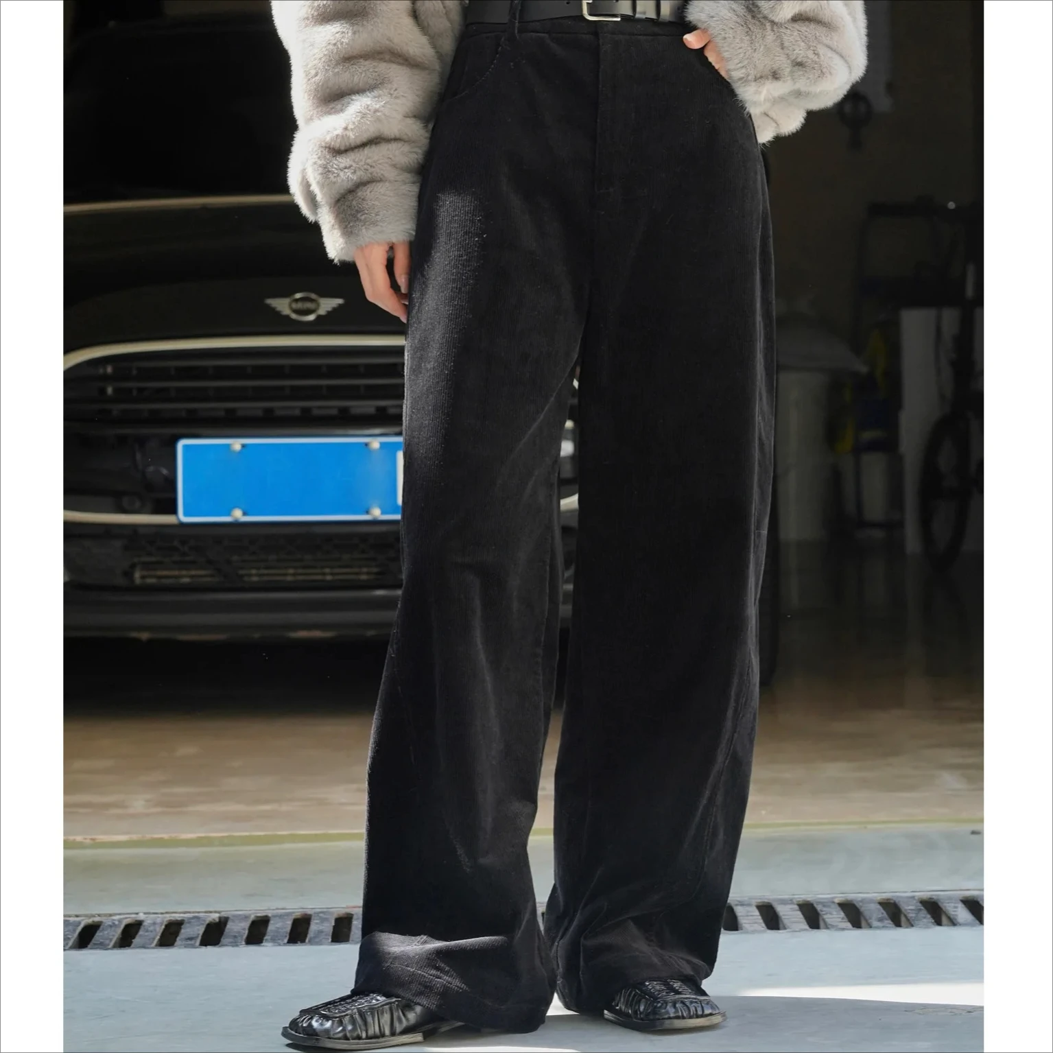 

Long Pants Women Wide Leg Pant Solid Elastic Waist Korean Loose Casual Regular Floor Length Trousers Splice Capris Autumn Winter