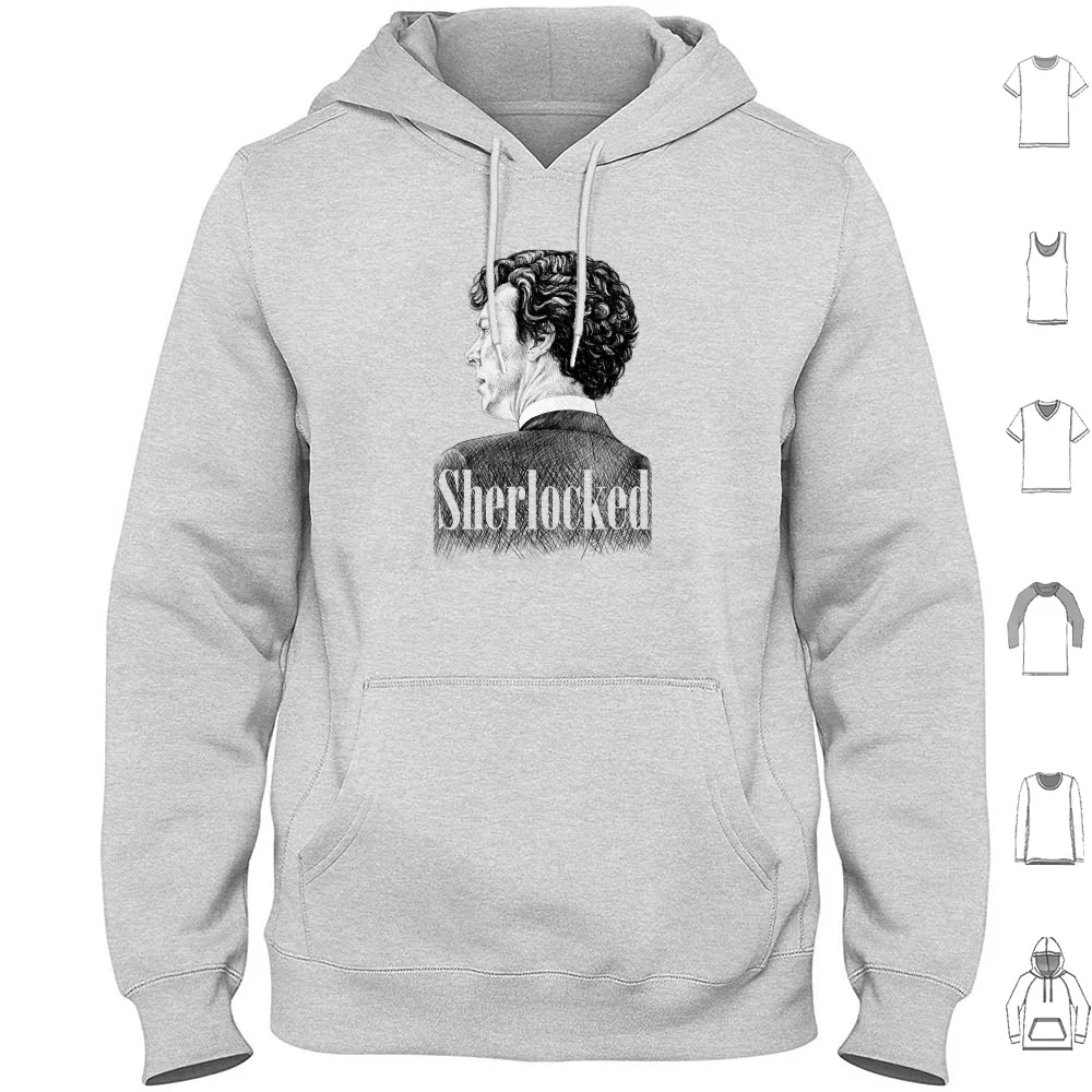 Hoodie I Am Sherlocked - Retrato Cruzado de Benedict Cumberbatch em Algodão com Manga Longa, Fanart Sherlock