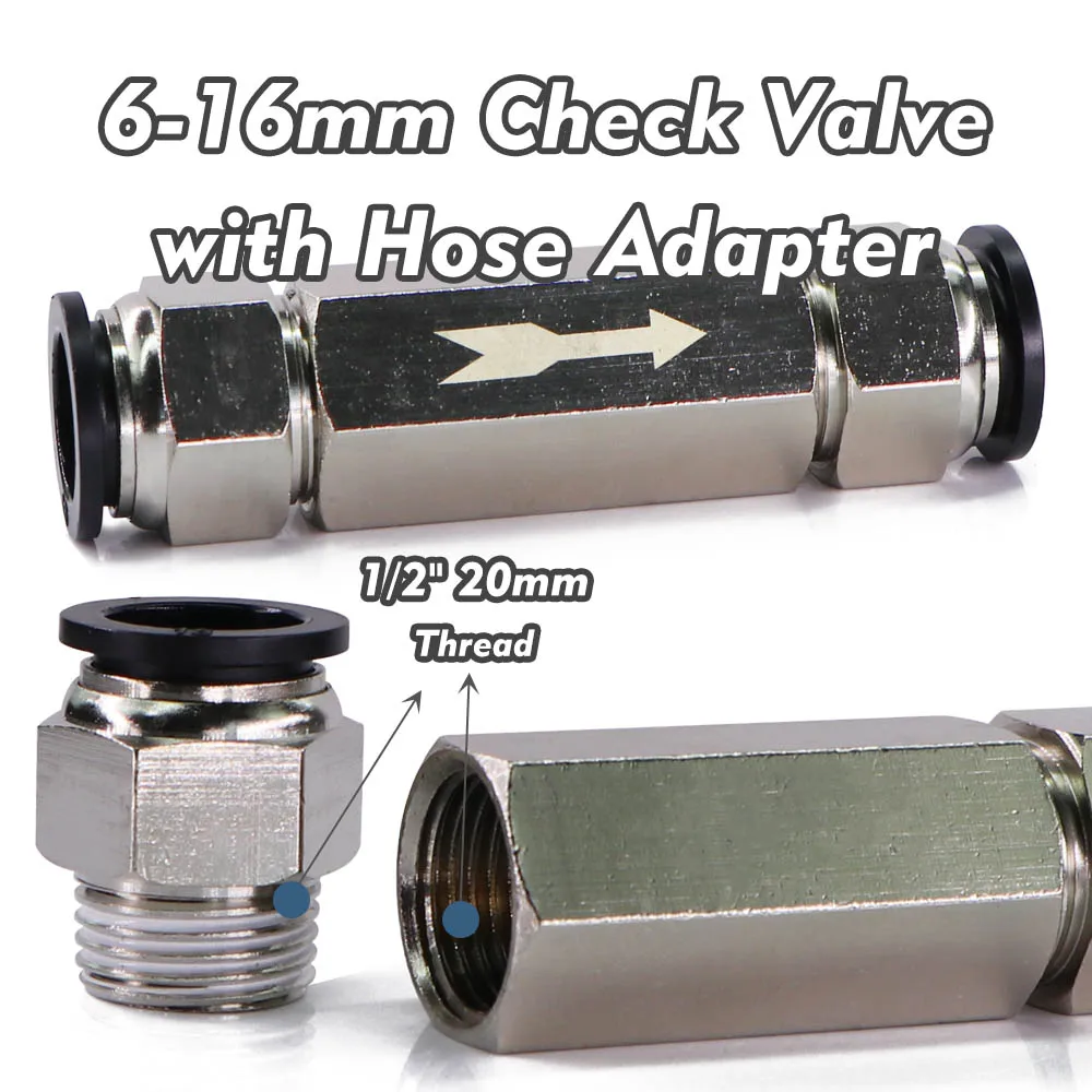 6-16mm Brass Check Valve with Slip lock Quick Connectors Irrigation Tubing Water Flow Control Pneumatic One-Way Anti Backflow