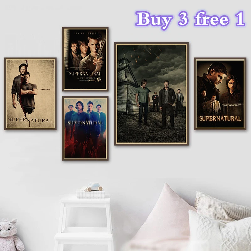 Supernatural  Vintage Movie kraft paper Poster Retro Wall Paper Living Room Painting Wall Sticker