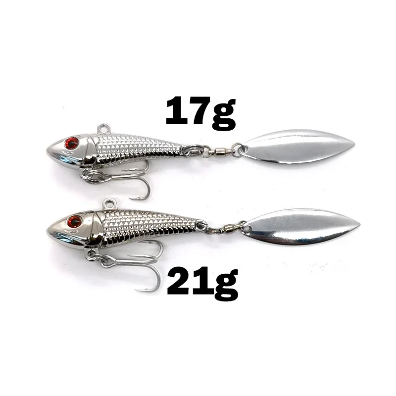 New Arrival 1PCS 17g/21g Metal VIB Fishing Lure Spinner Sinking Rotating Spoon Pin Crankbait Sequins Baits Fishing Tackle