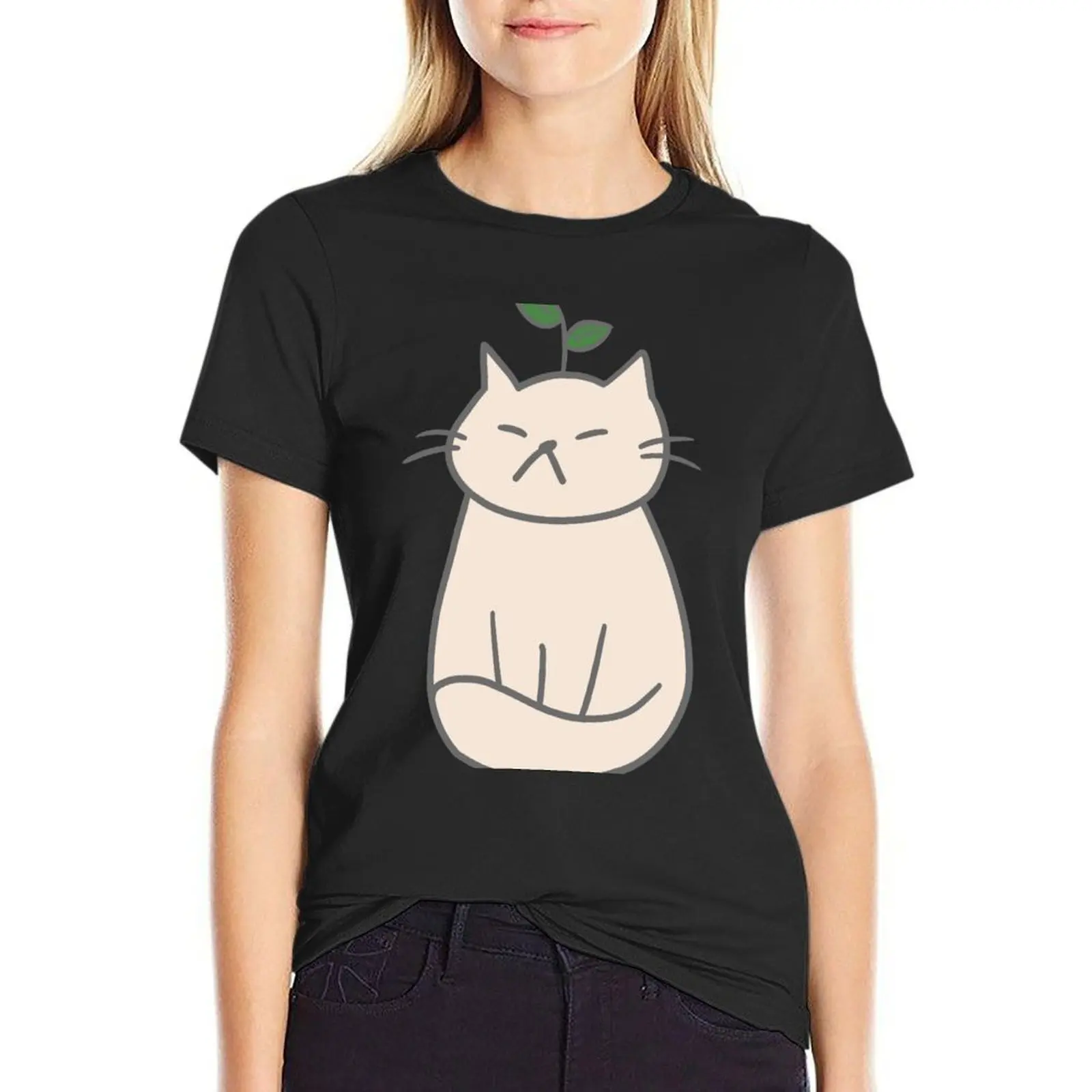 Camiseta de gato de plantas para mujer, tops de verano, camisetas gráficas, ropa de diseñador, ropa de lujo