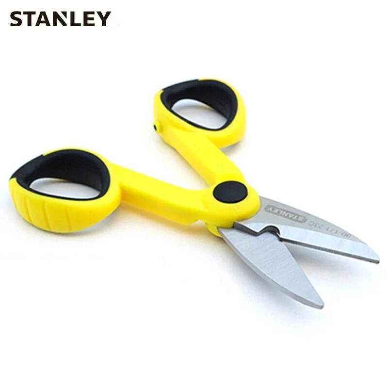 STANLEY 90-171-23C Two-Color Handle Electrician Scissors 140mm Hand Tools Wire Cutting and Stripping Multifunctional Scissors