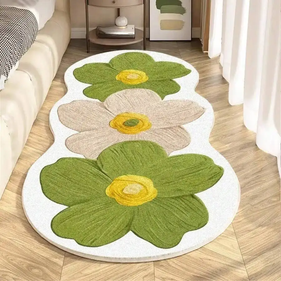 

1pc Light Luxury Faux Fur Flower Mat (47.24*19.68in) – Non-Slip Soft Decor for Home Spaces