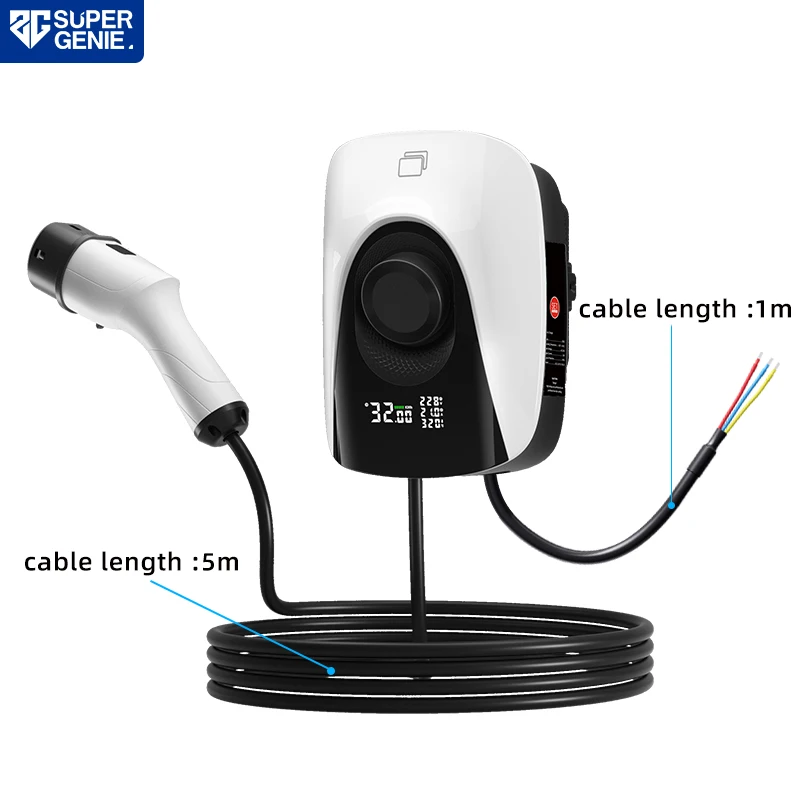 New EV Charging Station 7KW Electric Vehicle Car Charger EVSE Wallbox Wallmount Type2 Cable IEC62196 With Cards