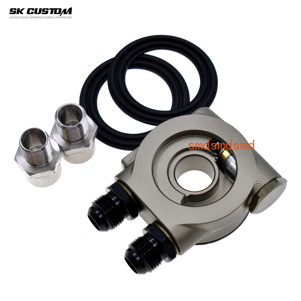 SK CUSTOM Car Conversion Aluminum Oil Cooling Adapter Oil Cooling Kit Sandwich Panel Thermostat Adapter 80° AN10 AN8