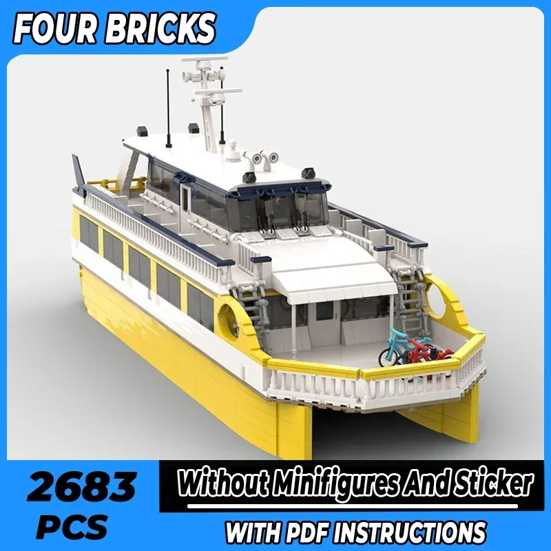 Moc tijolos de construção transporte navio modelo passageiro ferry tecnologia blocos modulares presentes brinquedos para crianças diy conjuntos montagem