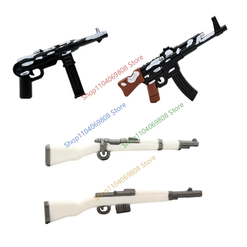 WWII Militär-Soldaten-Zubehör Bausteine Sprühlackierte Waffen Gewehr Maschinenpistole Zweifarbig DP28 Landwirtschafts-Werkzeug Schaufel Hacke Bausteine N28 – Detail 4