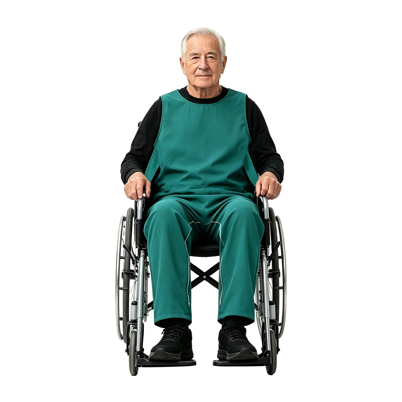 Adult Elderly Restraint Clothing Sleeveless Zipper Crotch Adaptive Jumpsuit with Straps for Wheelchair Sickbed Special Needs