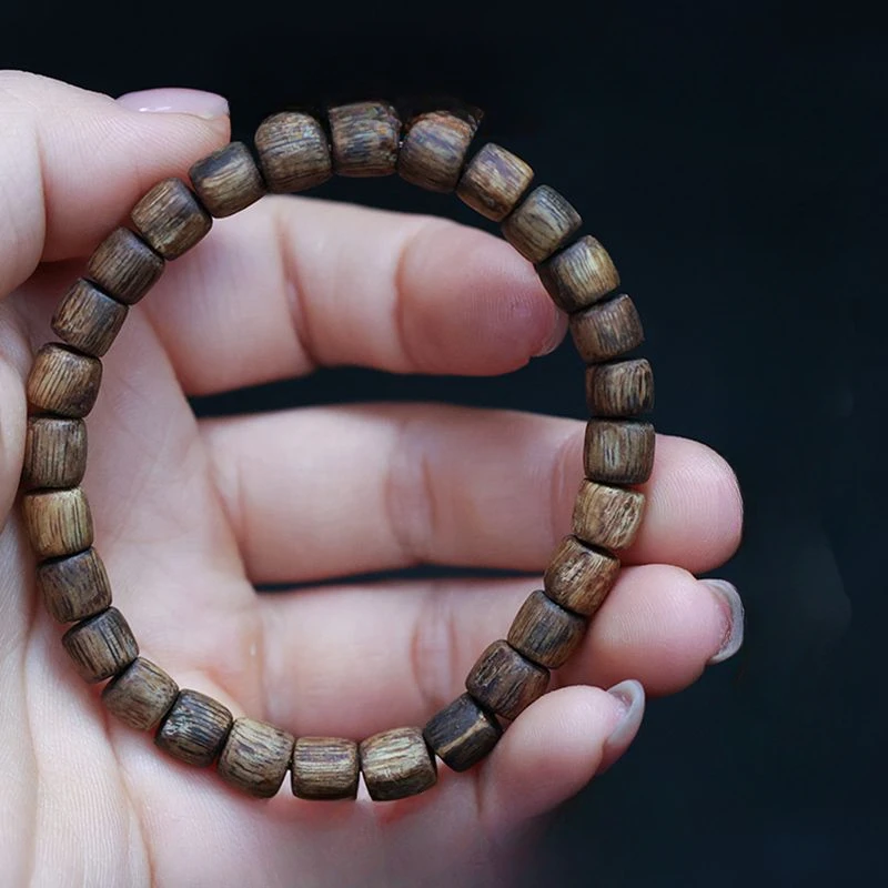 Natural Hainan Yingge Lvqi Nan Old Materials Agarwood Bracelet Nine Points Heavy with Shape Crafts Men and Women