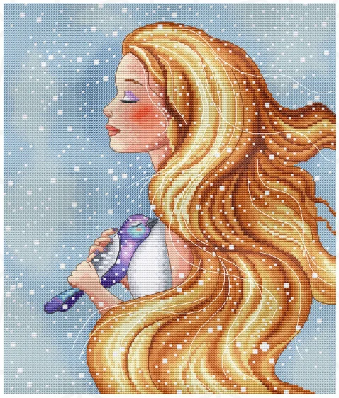 DIY needle work Girl in Snow 35-40 Cross Stitch Set Counted Cross Stitch Kit  28ct 14ct 32ct Metallic aida