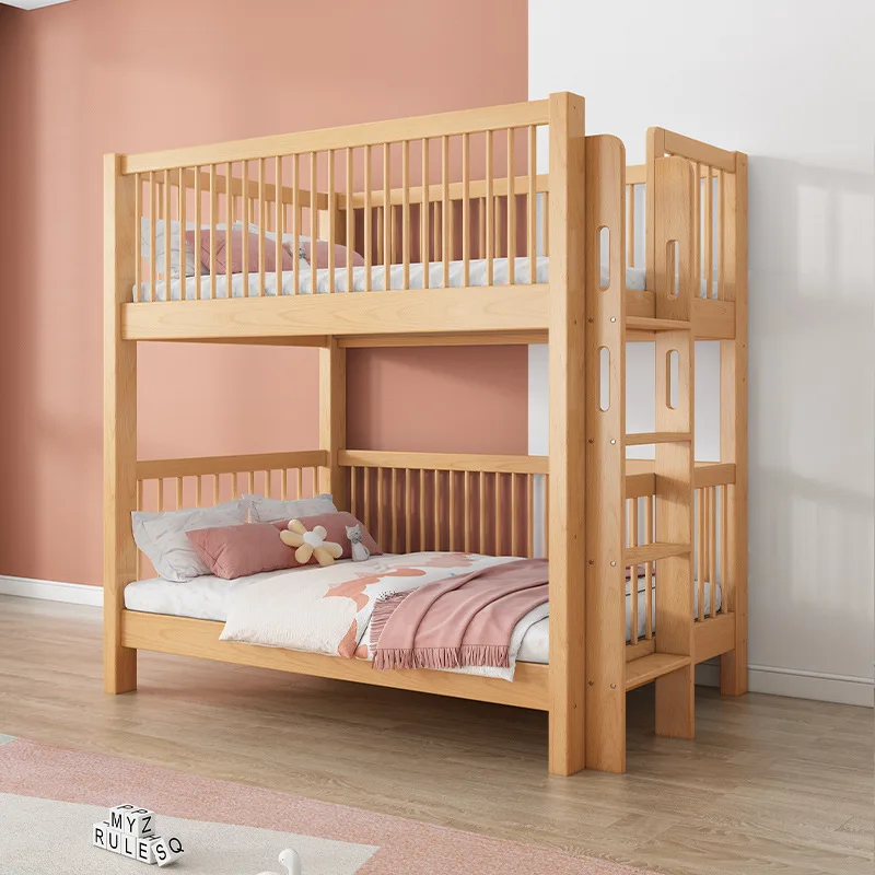 Full solid wood upper and lower beds Bunk beds child and mother beds Multifunctional beech children's upper and lower bunks